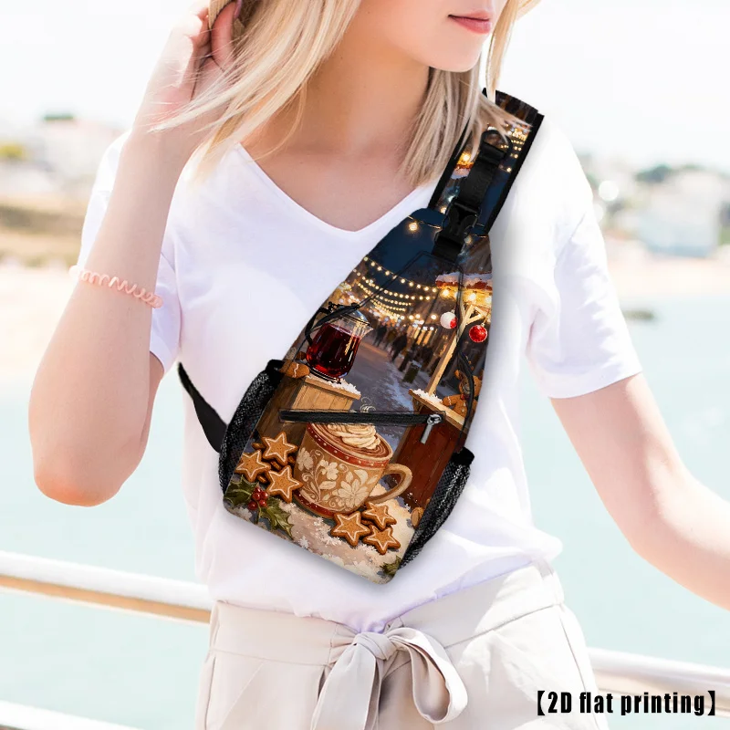 حقيبة ظهر للرجال والنساء لعيد الميلاد والزنجبيل وقصب الحلوى بطباعة مسطحة مع أشرطة قابلة للتعديل