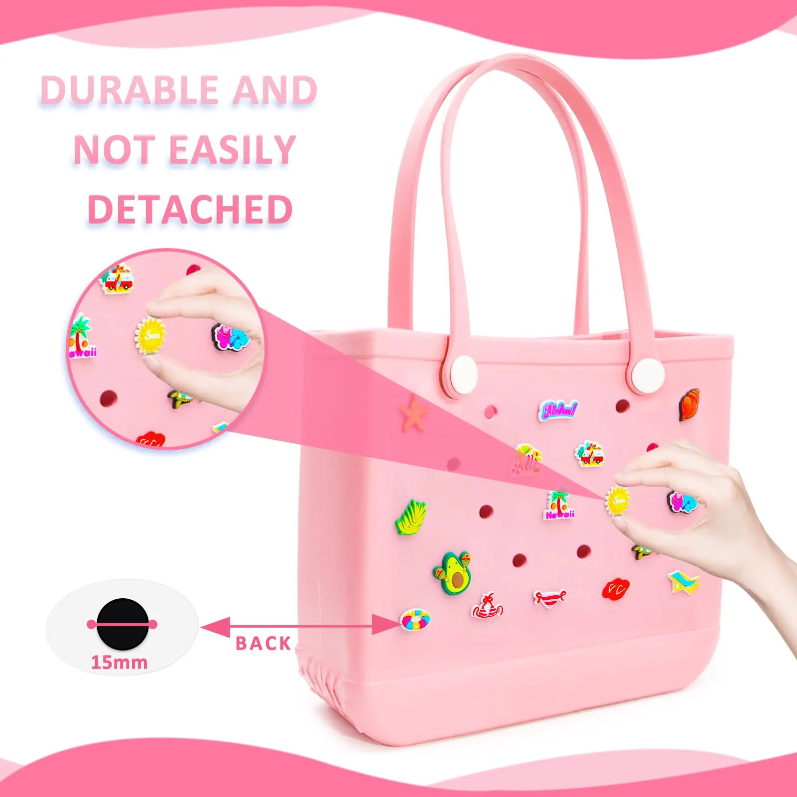 Jelly Bogg Bags Charms Bit Cute Jibz Accessories Rubber Women Beach Tote Handbag Pairing Decorative Buckles Inserts Bogg Bag Pin