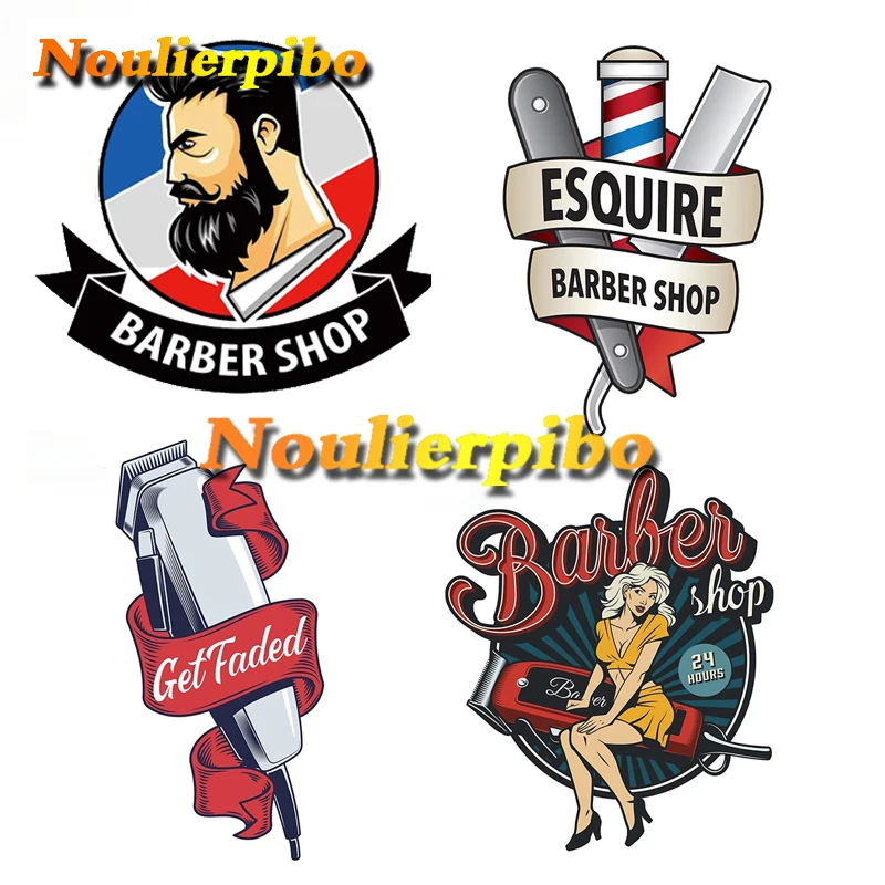 Creative Barbershop LogoPVC Sticker Hair Girl Glass Reflective Sticker Retro Barbershop Logo Waterproof High Quality Hot Decal