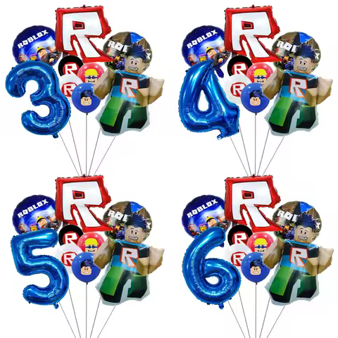 9pcs ROBLOX Birthday Foil Balloons Set Cartoon Party Decoration Baby Shower Favor Game Gift Number Balloon Boy Diy Party Supplie