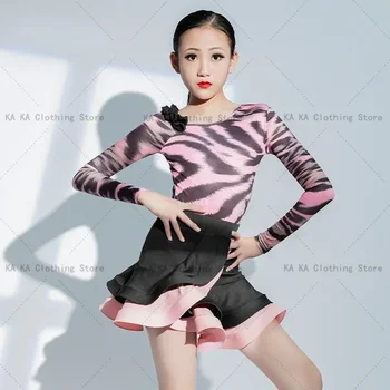 Cha Samba ชุดเต้นรำละตินสำหรับเด็กผู้หญิง, ชุดเต้นซัลซ่ารุมบ้าชุดเต้นรำสำหรับเด็กเสื้อผ้าสำหรับแข่งขันเต้น