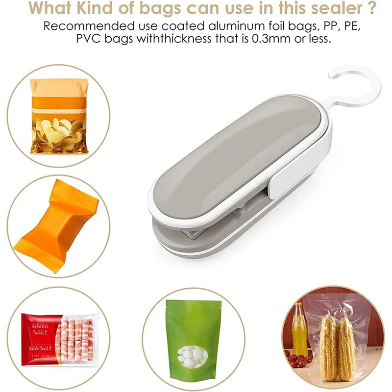 

ABKR-Mini Bag Sealer Portable Sealing Bags Machine, Handheld Heat Food Vacuum Sealer Machine Storage Potato Chip Cookie Bags Dur