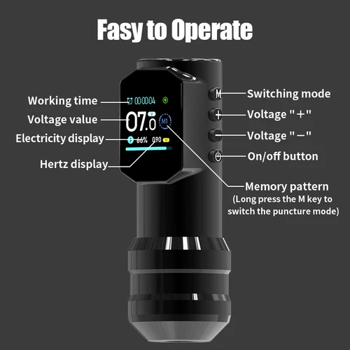 Imagen 2 del producto Pluma de tatuaje inalámbrica YILONG con pantalla Digital a Color grande, nueva máquina de tatuaje de maquillaje permanente con pistola de tatuaje de potencia de 1500MAH