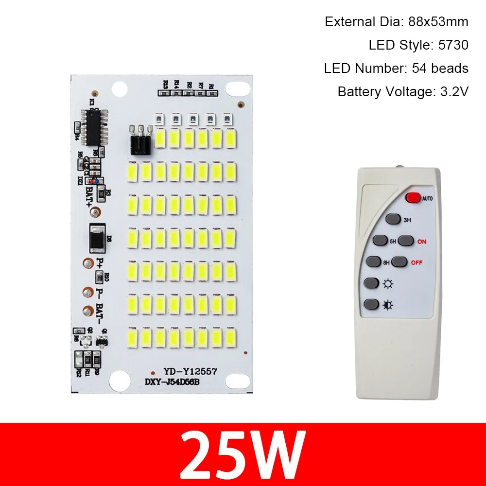 1Pcs 25/40/60/100/250W LED Solar Light Board White Light SMD5730 Light Source Panel with Remote Controller High Brightness