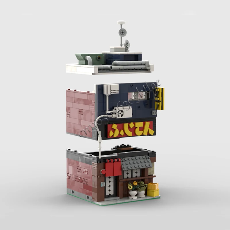 1075-teiliges Stadtstraßenszene-Gasse-Bar-MOC, personalisierbar, modulare Baustein-Design-Technologie, einfacher Ziegelstein, DIY-Geburtstagsspielzeug, Geschenk