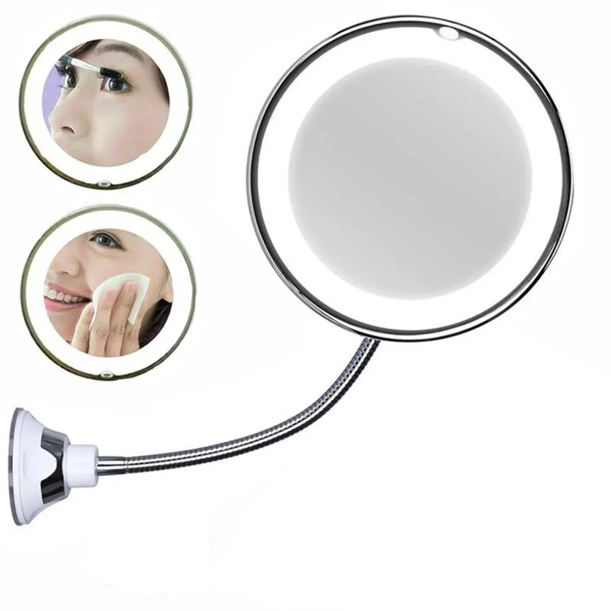 360 Degree rotation Makeup Mirror with LED Light Illuminated Magnifying Tool Flexible Wall-Mounted Vanity Mirrors Bathroom