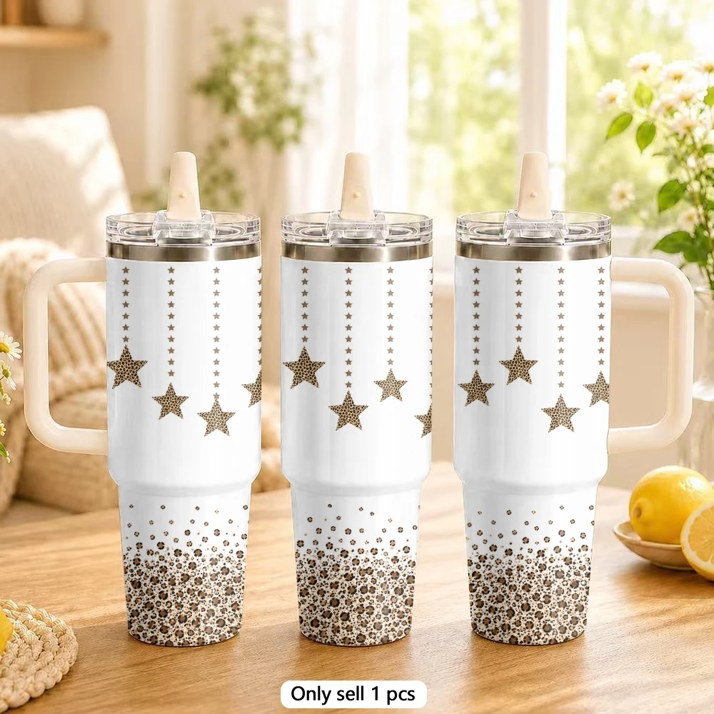Wind Chime Design= Vacuum Flasks 40oz Stainless Steel Tumbler with Handle Straw Lid Vacuum Insulated Double Wall Leak Proof