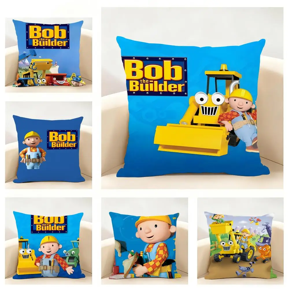 Children Like Optimistic B-Bob BOY The Builder Cushion Cover Linen Minimalist Soft  for Sofa Bed Home Room Decor