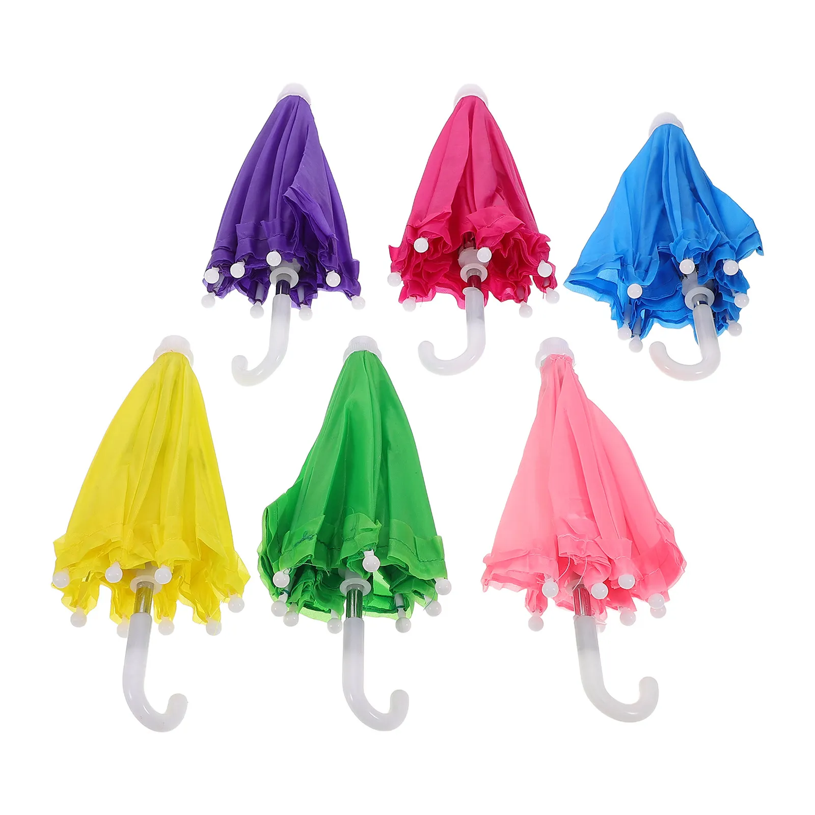 6Pcs Mini Umbrella Set for Dollhouse Decor Home Decoration Photography Props Miniature Beach Accessories Colorful Whimsical Lace