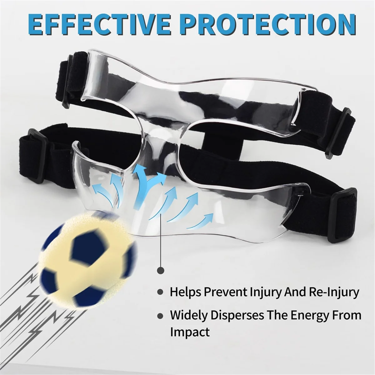 SMIEA Protezione per il naso per il naso rotto, protezione per il viso regolabile Maschera per il viso per allenamento sportivo Protezione per il naso con imbottitura