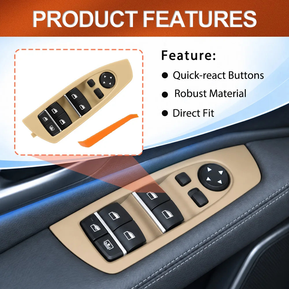 Car Electric Master Power Window Control Switch Button for BMW 7 Series Alpina B7 F01 F02 2009-2015 61319241915 Front Left Drive