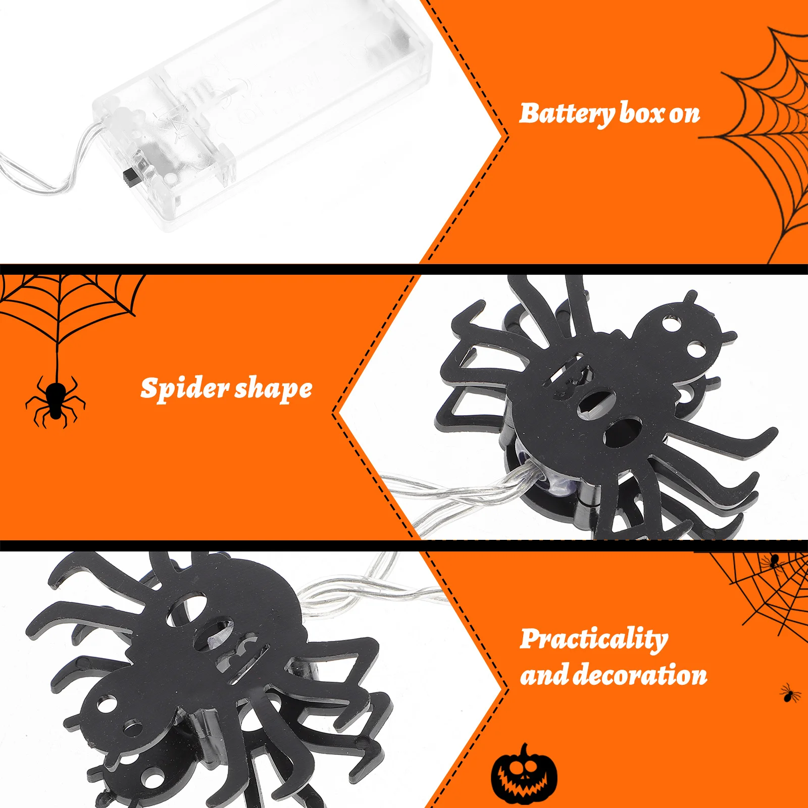 

LED Halloween Spider String Lights Flexible 1.5m 10 LED Decorative Lighting for Garden Stair Yard Outdoor Party Halloween