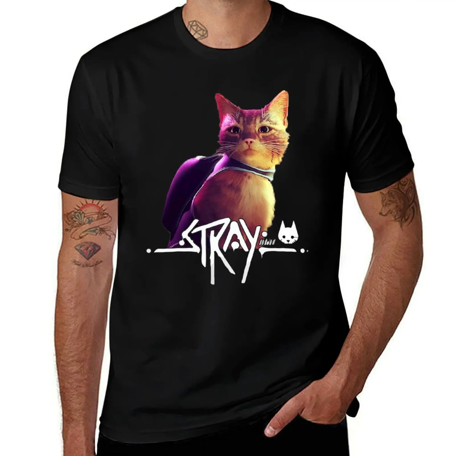 

stray game stray video game T-Shirt man t shirt luxury anime t shirts oversize T-Shirt