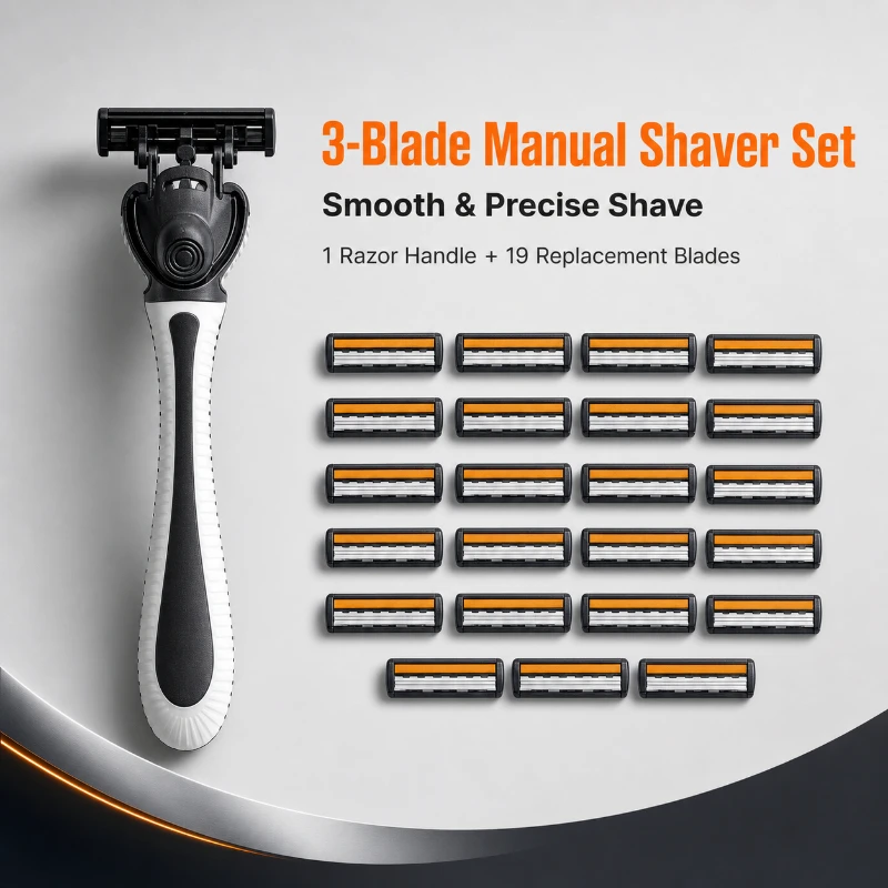 Men's Three Layer Reusable Shaver with Imported Blade New Design Multi Tool Razor with Head Change Feature