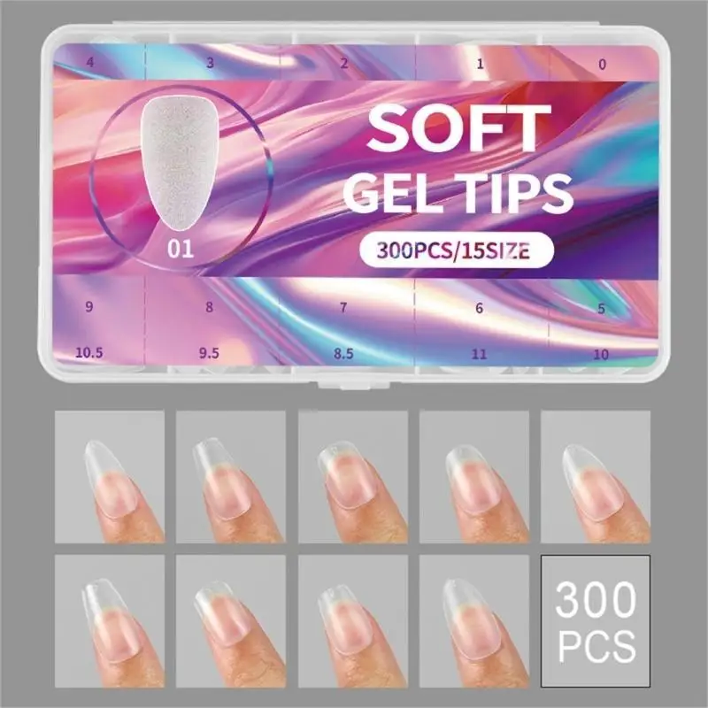 G99E 300PCS ngắn Mẹo Mật độ Mẹo mềm Gel đầy đủ bìa hình acrylic Fai Fai Faicure Art accesories