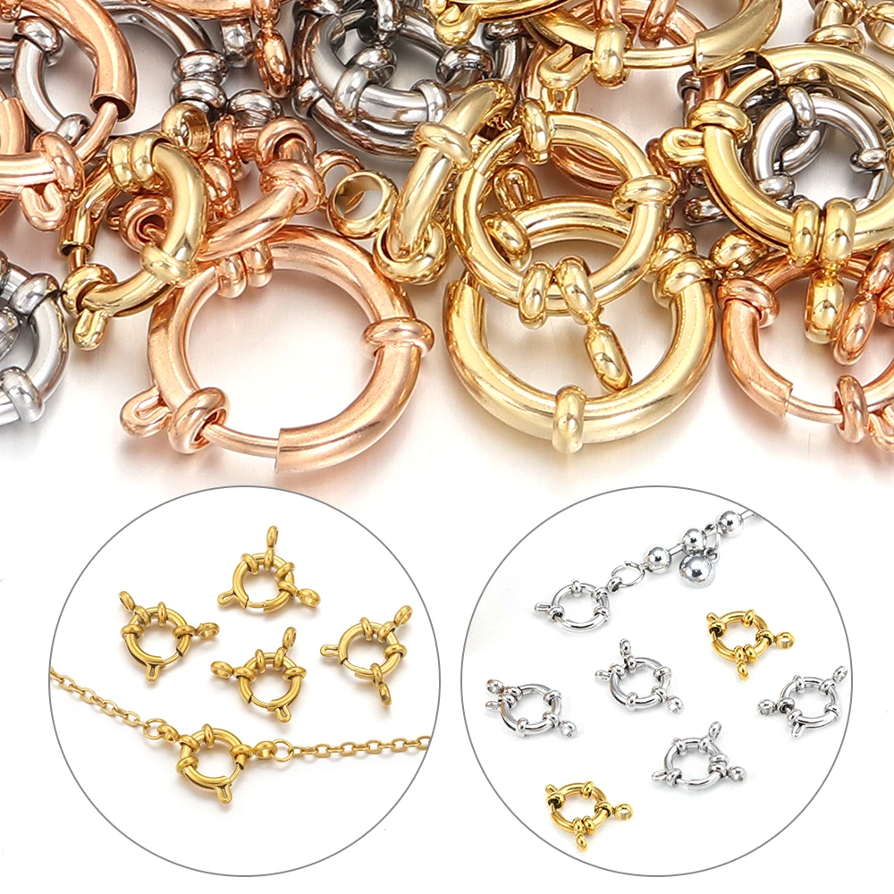 

2Pcs 316 Stainless Steel Sailor Clasps for Jewelry Making Spring Clasp DIY Bracelet Necklace End Clasps Round Clavicle Necklace