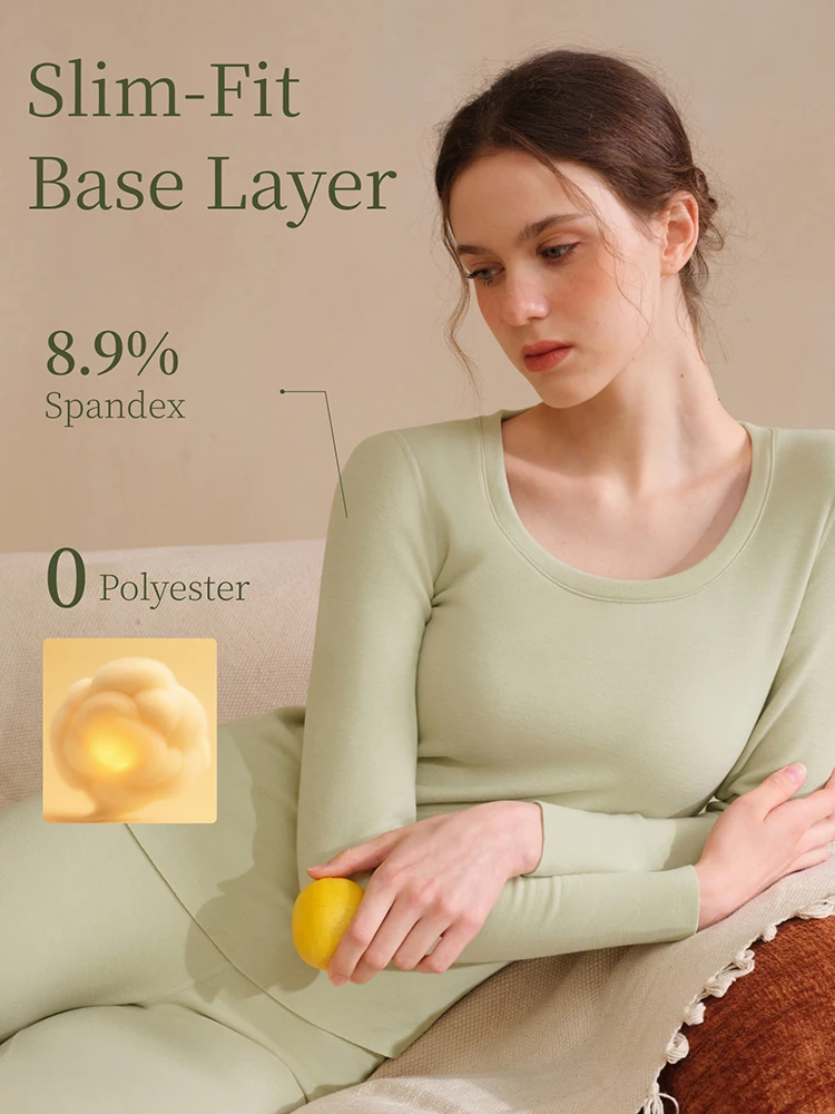 Women's Fleece Thermal Underwear Set - Long Sleeve Top & Pants