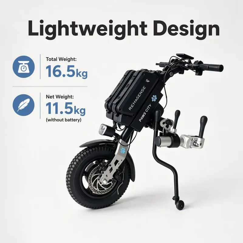 Side-mounted wheelchair electric auxiliary device 350W 48V double 11.2Ah battery LCD display LED headlight 12-inch wheels