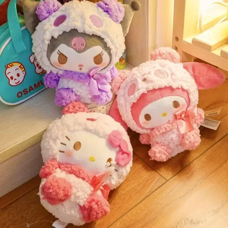 Sanrio อะนิเมะ Hello Kitty ของเล่นตุ๊กตา Kuromi My Melody Cinnamoroll ผ้านุ่มตุ๊กตา Kawaii ตุ๊กตาตกแต่งเด็กของขวัญวันเกิด