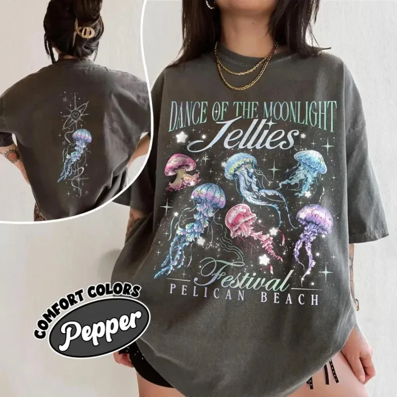 Moonlight Jellies Festival Shirt, Pelican Town Game Graphic Tee, Jellyfish Aesthetic Gamer Shirt, Cozy Indie Game Fan Gift