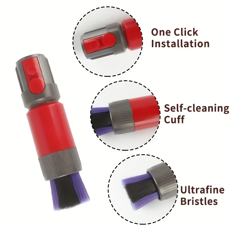 1 cepillo para polvo sin rastro de cerdas suaves, ajuste perfecto para aspiradoras Dyson V7 a V15, eliminación de polvo suave y efectiva