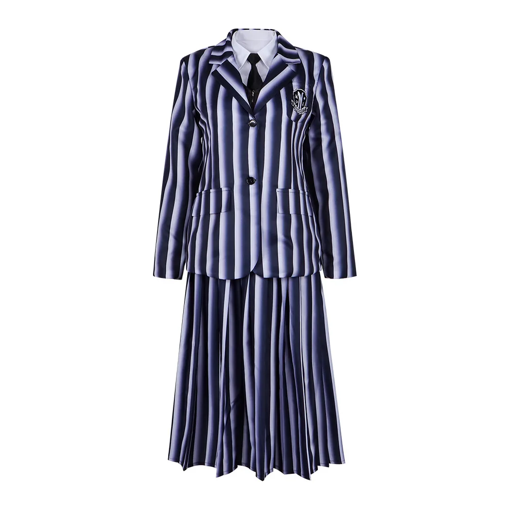 The Addams Family Wednesday Season 2 Cosplay Costume Black Striped School Uniform Halloween Costume - view 2
