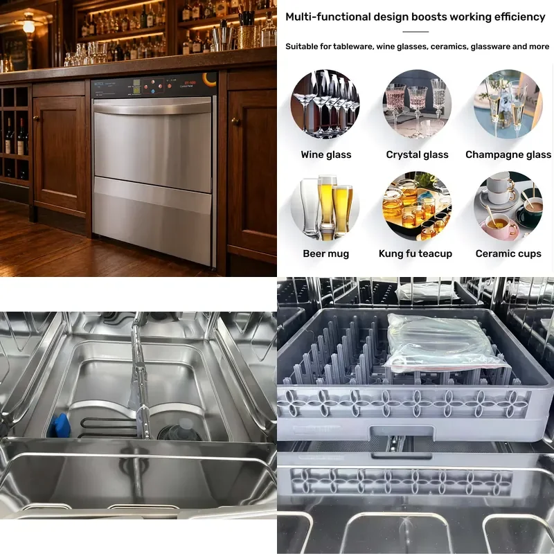 Commercial Built In Glass Washer 304 Stainless Steel Dishwasher with Detergent Dispenser for Bar Beverage Store CE Certified