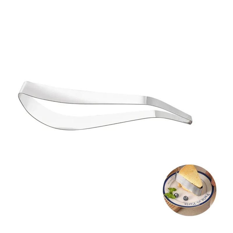 Cortador de pasteles con abrazadera, rebanador de acero inoxidable, hoja curva, Clip de corte de pastel, herramienta niveladora de molde, divisor de horneado ajustable, postre