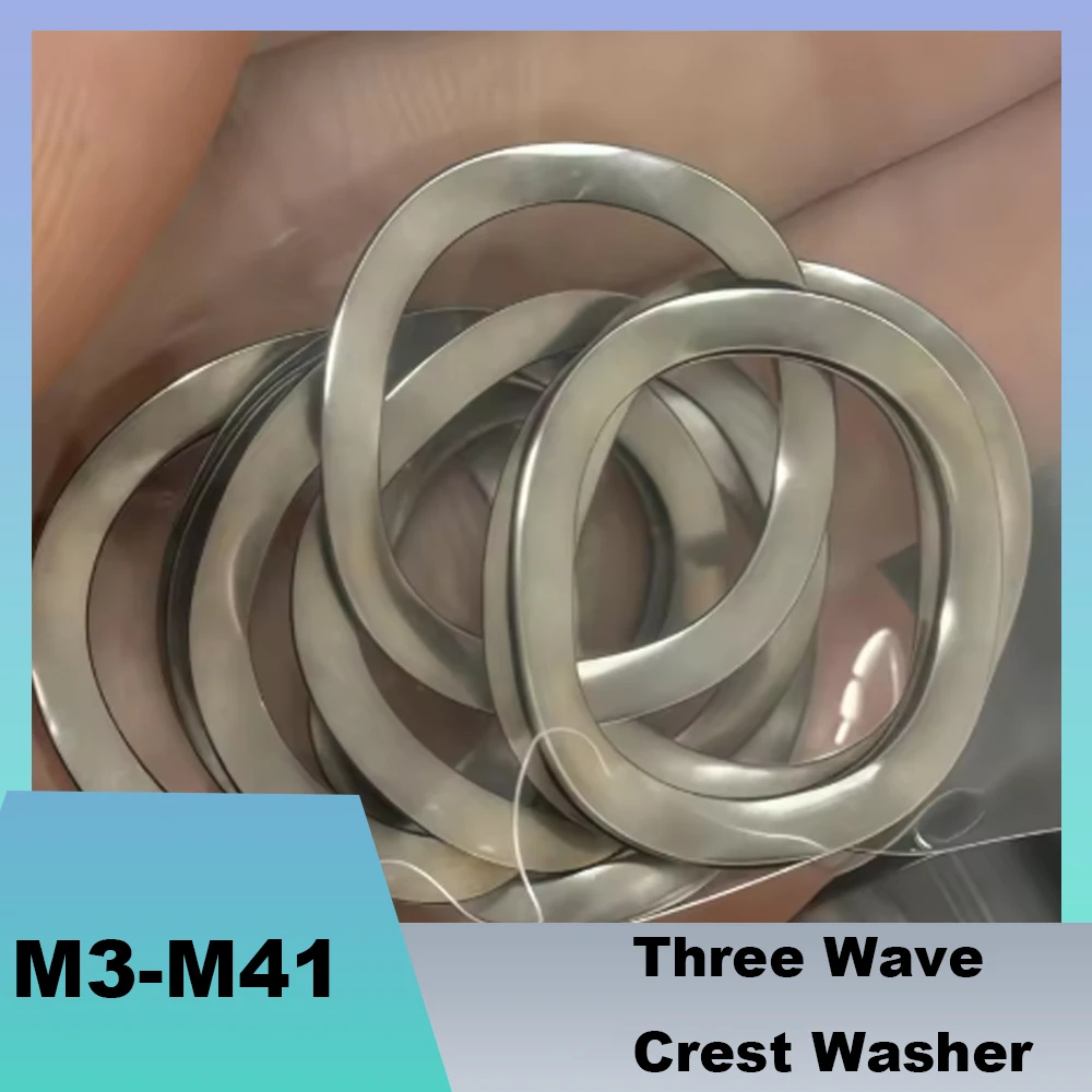 10-200pcs 304 Stainless Steel Three Wave Crest Washer M3 M4 M5-M41 Wave Spring Gasket Wave Shock Absorption Gasket Elastic Shims