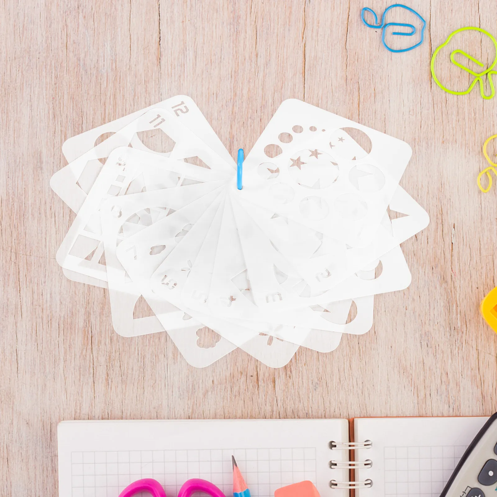 12Pcs Geometric Design Stencils Plastic Reusable Art Stencils for Drawing Painting Fabric Wall Art Shapes DIY Craft