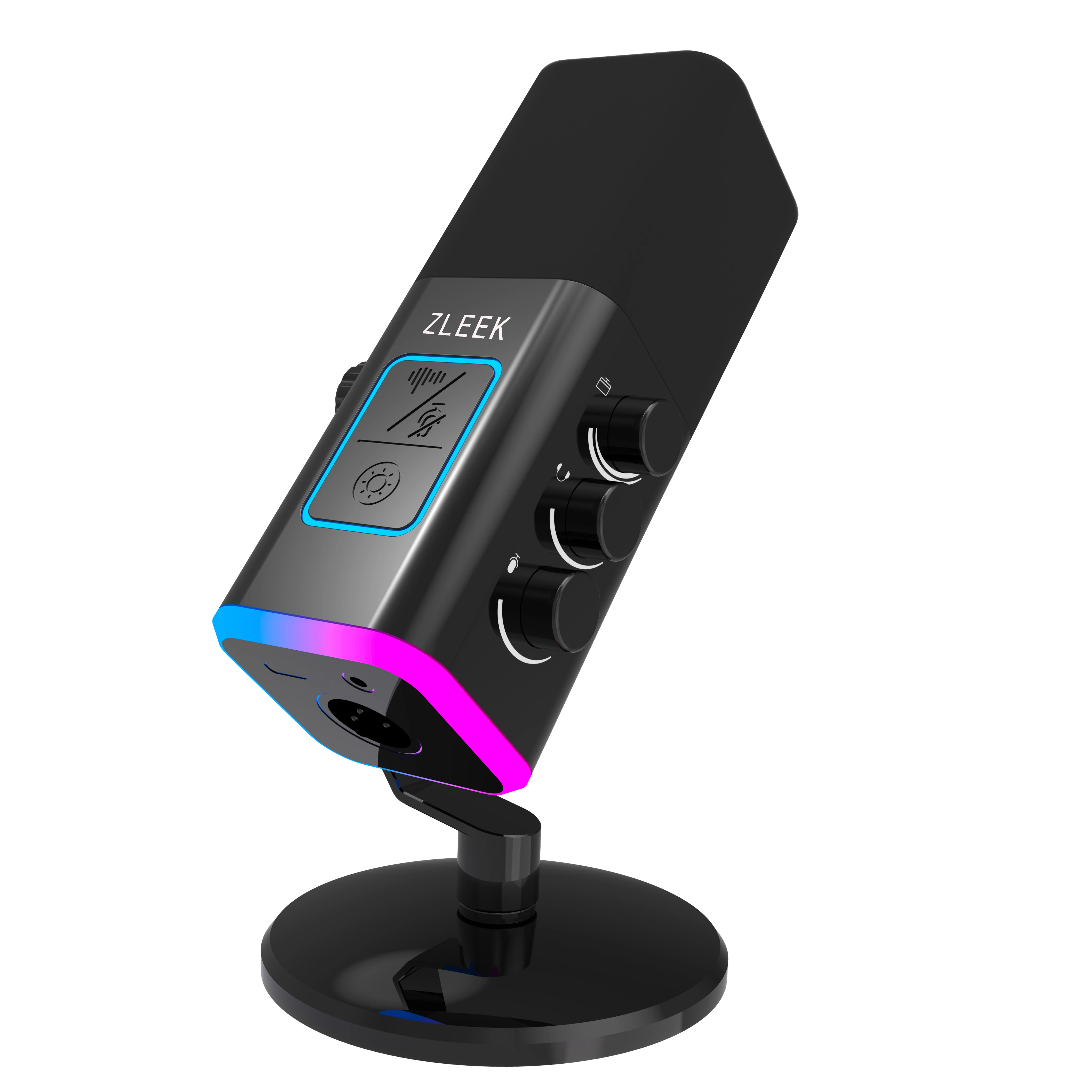 zleek-wm13-usb-xlr-dynamic-microphone-with-touch-mute-button-noise-reduction-headphone-jack-for-pc-ps5-4-mixergaming-ampligame