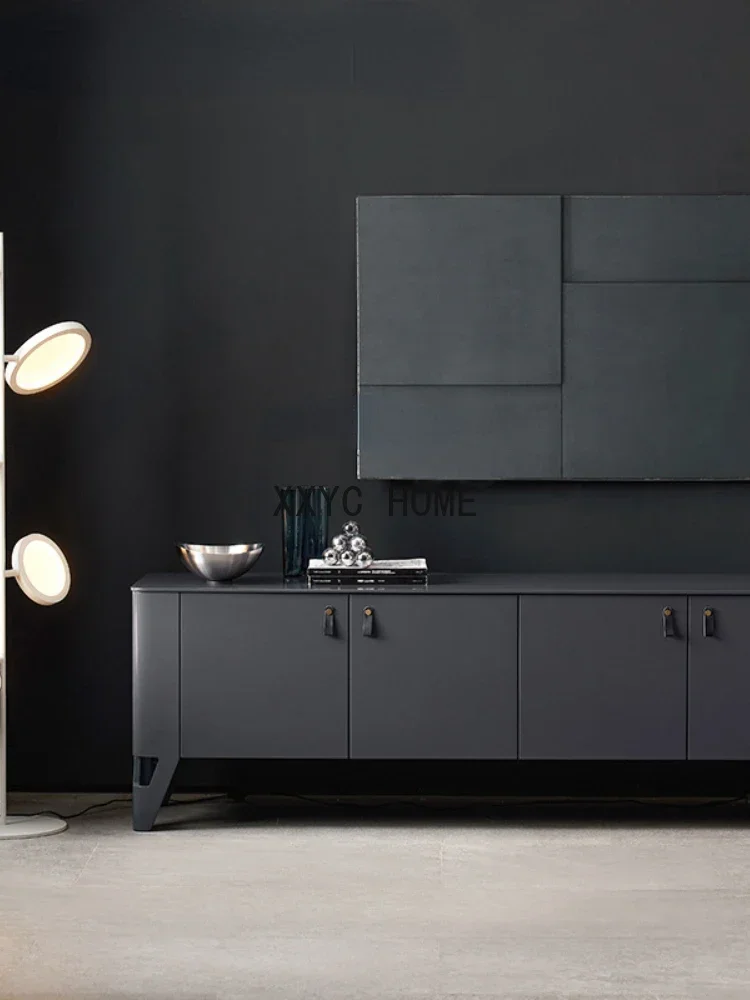 Modern Minimalist Light Luxury Designer Cowhide Handle TV Cabinet