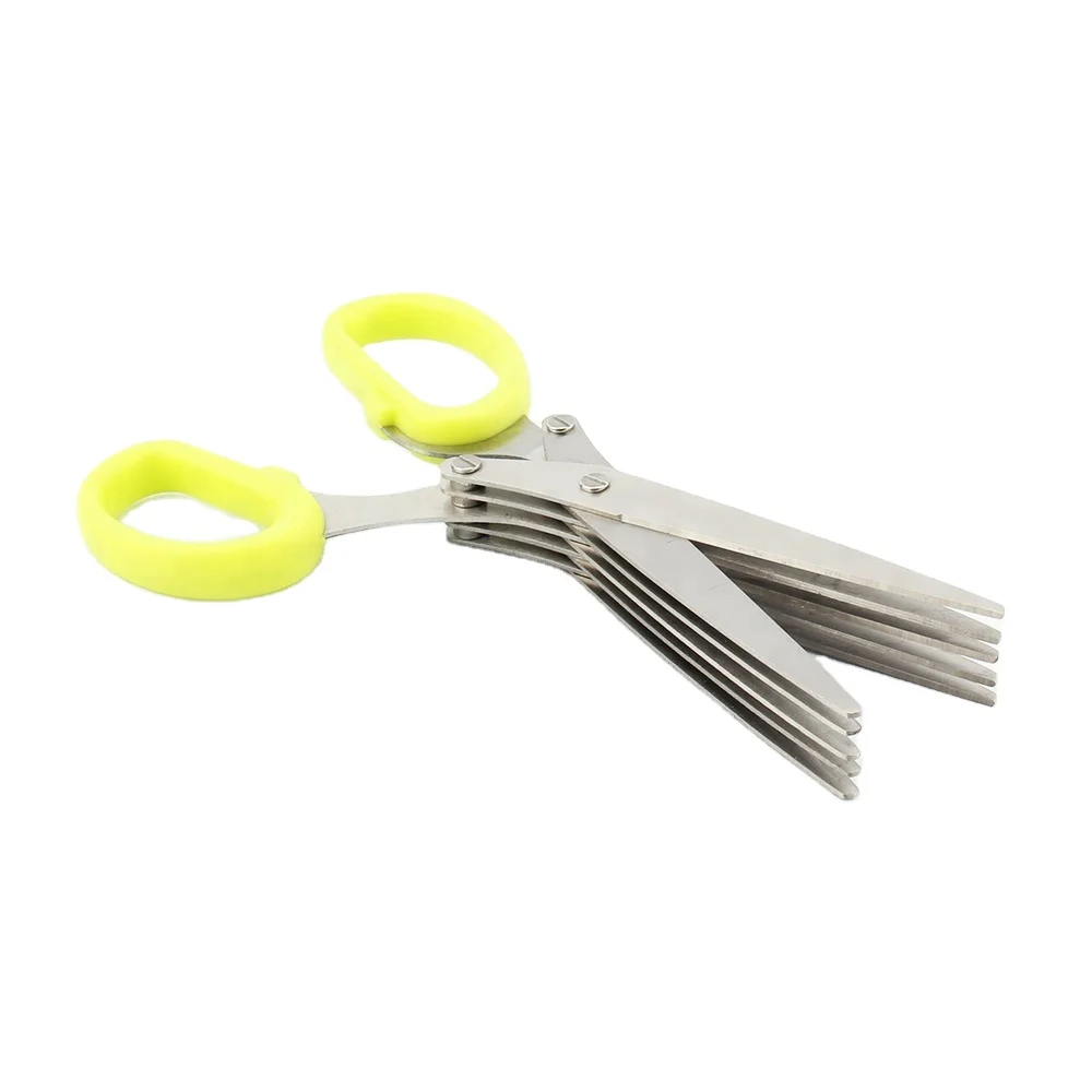 

Stainless Steel Multi-purpose Kitchen Herb Scissors With 5 Blades And Cleaning Brush, Ergonomic Design Heavy Duty