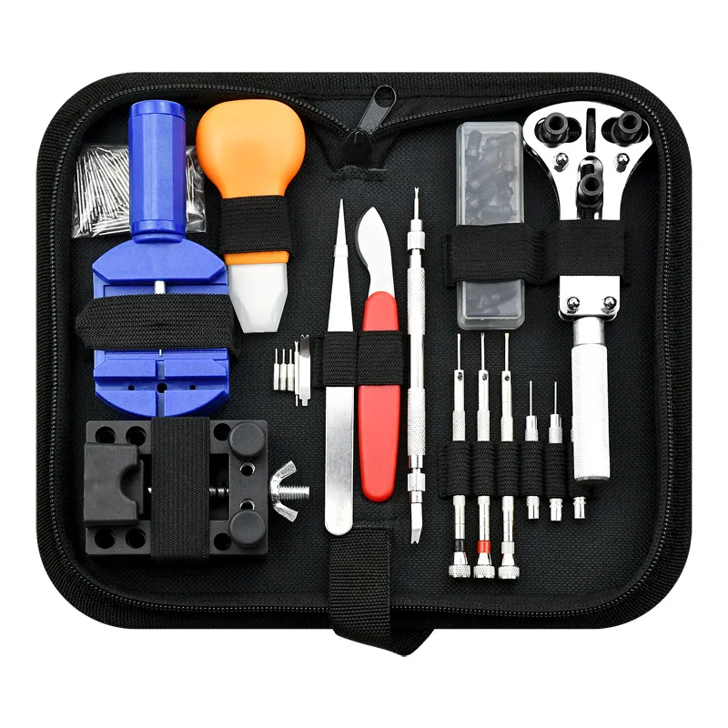 Das Uhrenreparaturwerkzeugset enthält eine Öffnungs-/Einstellvorrichtung mit drei Backen und 108-Ohrschraubendrehern mit vollständiger Spezifikation