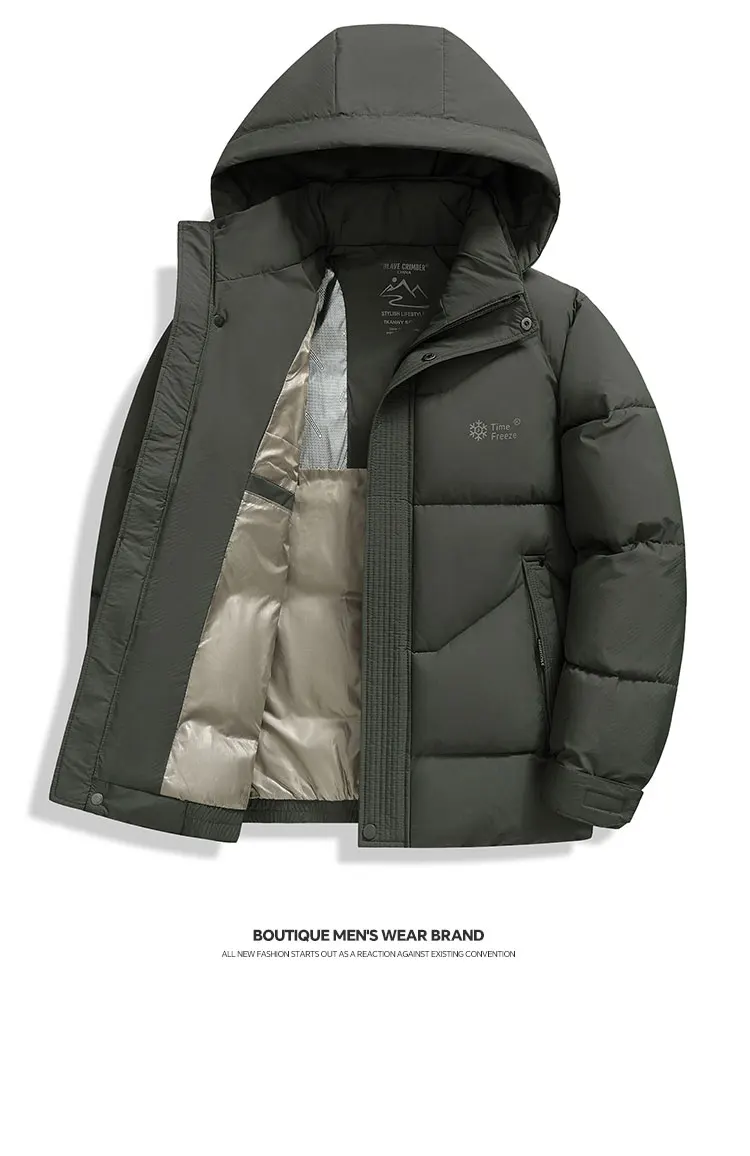 New Windproof Thickening Men Tops Outdoors Loose Versatile Comfort Keep Warm Coats Winter Fashion Casual Solid Hooded Parka Men