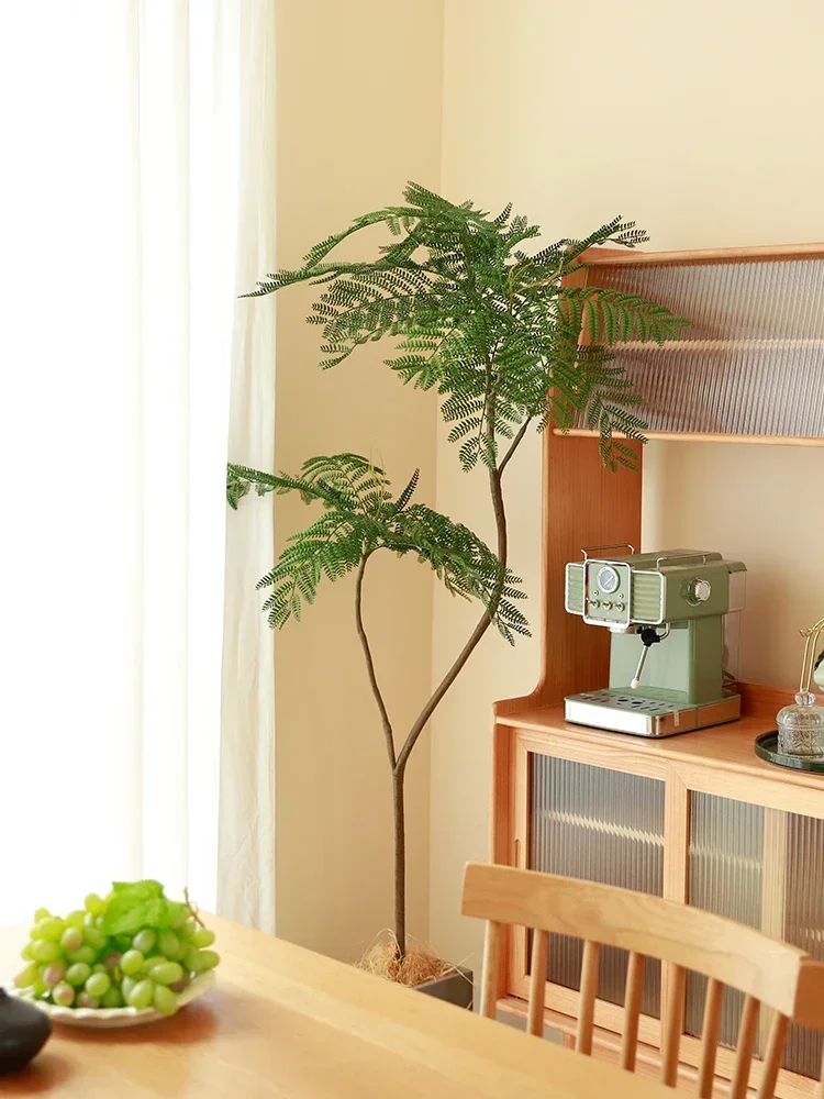 

A Simulated blue jacaranda, biomimetic fake green plants, high-end light luxury decoration, indoor living room, plant landscape