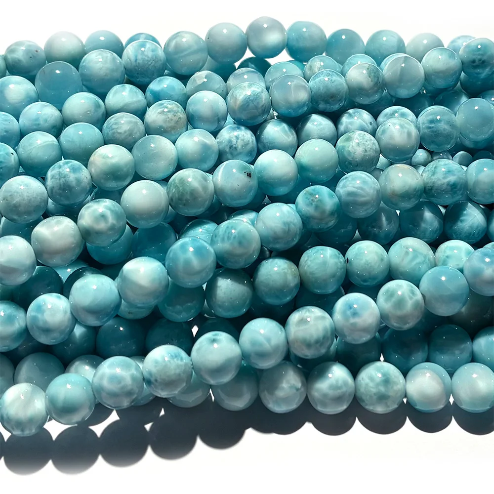 

Veemake Natural Blue Larimar Round Loose Beads For Jewelry Making Disc Jewellery Necklace Or Bracelet 08574