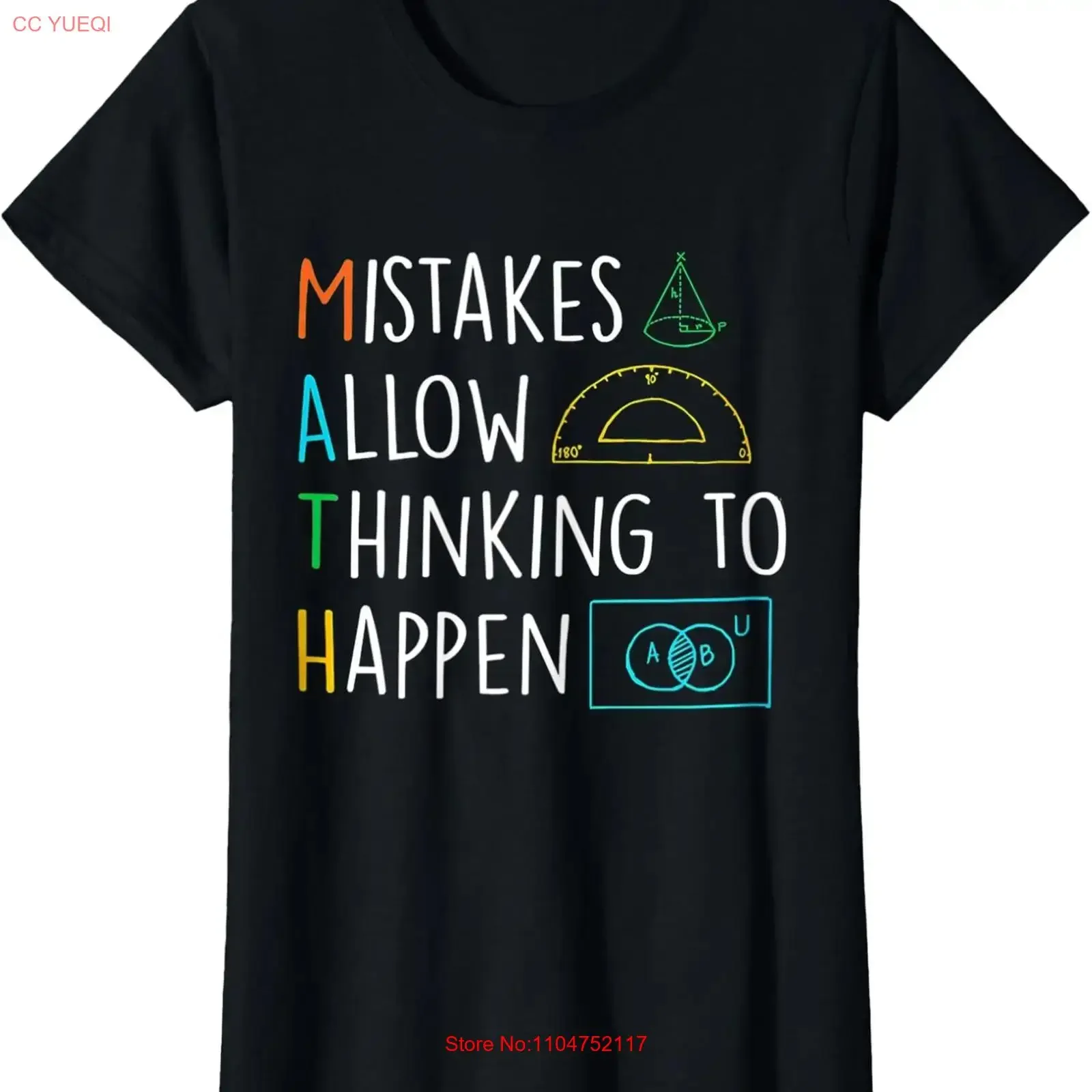 Mistakes Allow Thinking To Happen Funny Math Back Ladies' Crewneck T Shirt long or short sleeves vintage Washed Unisex Soft