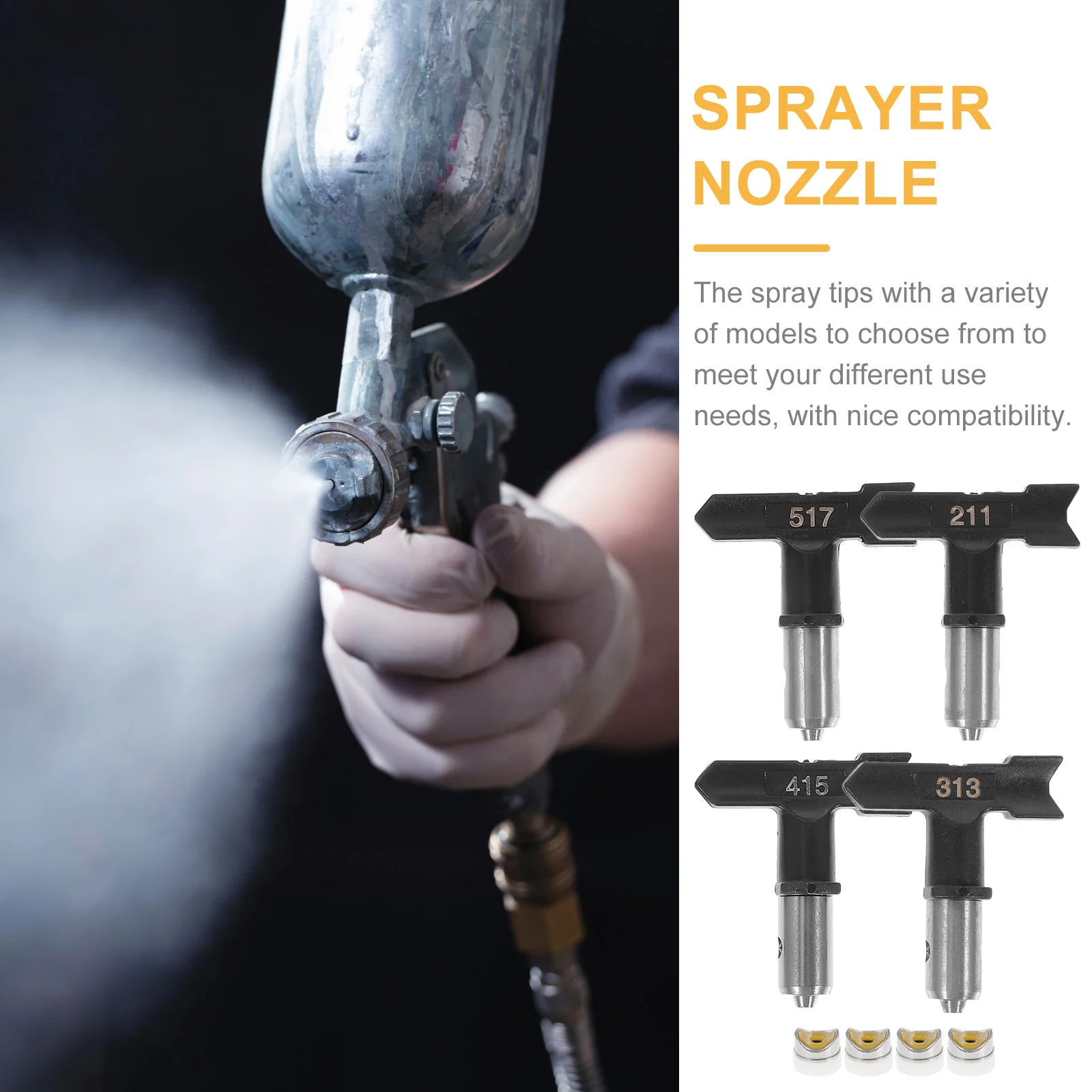 

4Pcs Spray Paint Tip Stainless Steel Plastic Assorted Airless Sprayer Nozzle for Home Decoration Painting Industrial Fine