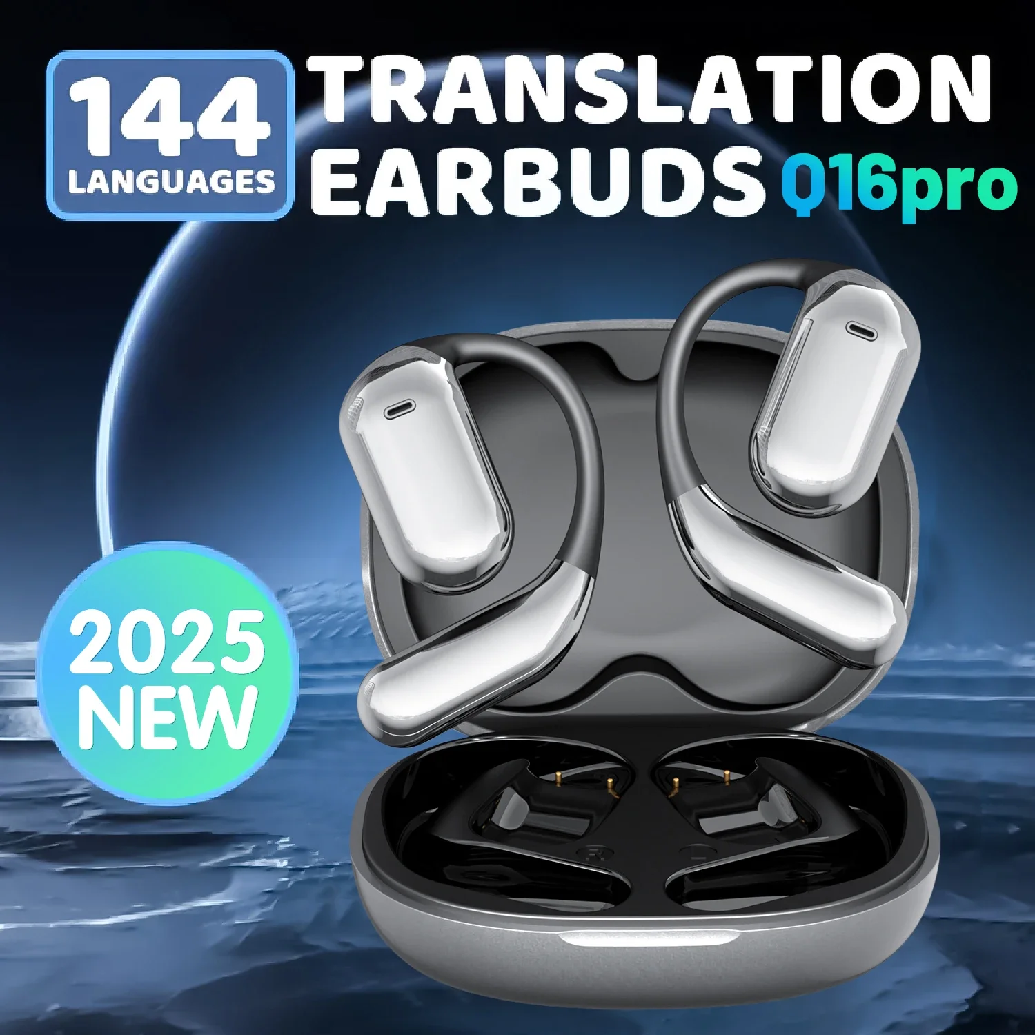 

AI Translator Earphone Q16PRO Bluetooth 5.4 Earphones Digital Touch Screen HIFI Headset Noise Cancelling Earbuds