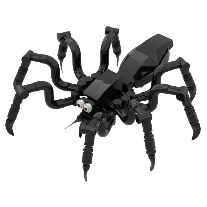 MOC creativo animale ragno kit di blocchi di montaggio modello di ragno nero spaventoso giocattolo di Halloween (pacchetto di parti manuale elettronico)