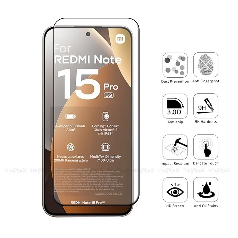 6 في 1 لهاتف Redmi Note 15 Pro Glass Xiaomi Redmi Note 15 Pro واقي شاشة مسطح 9H زجاج عدسة Redmi Note 15 Pro #2