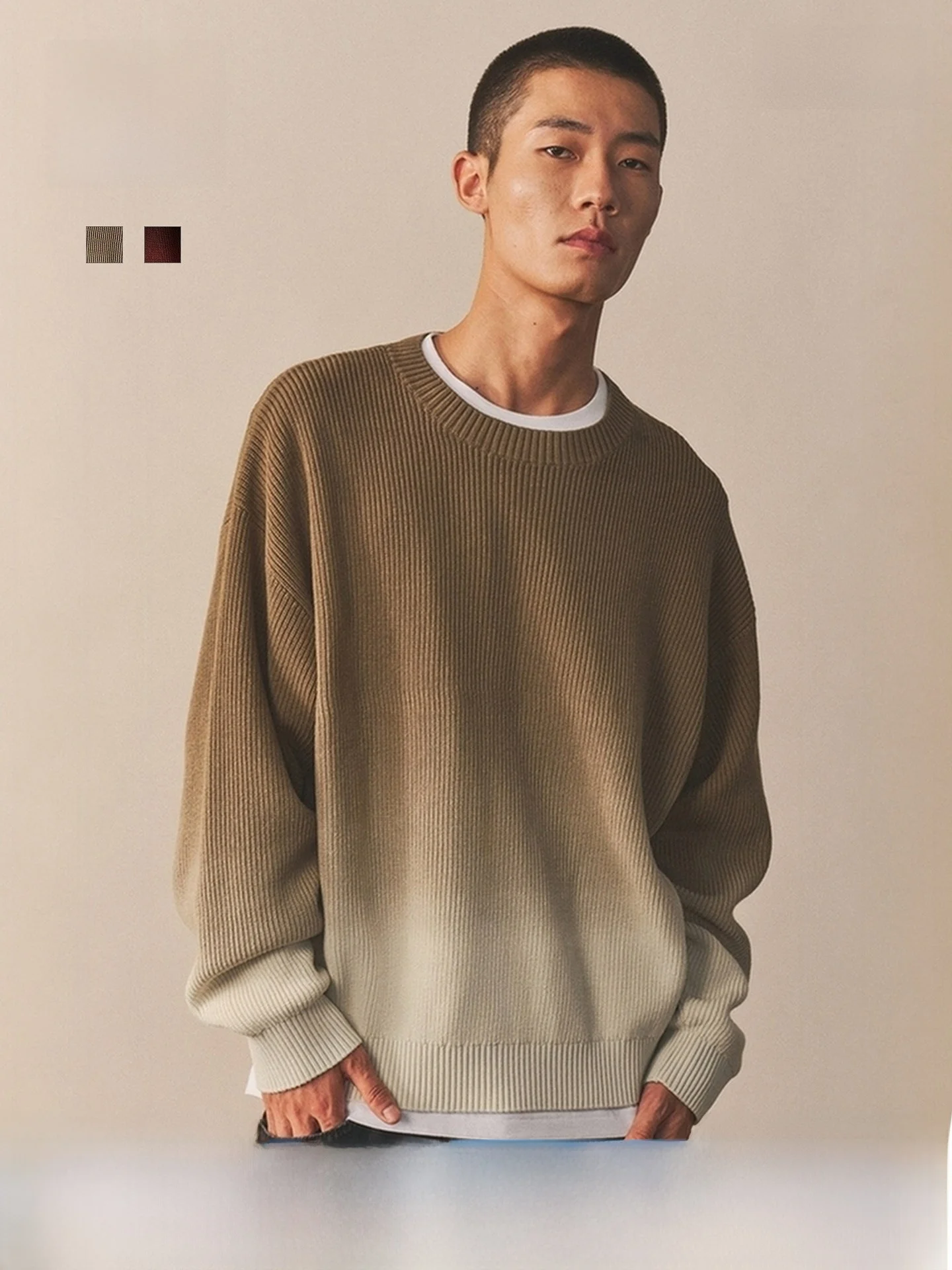 

Вязаный свитер H&M Adient Color для молодежи, повседневный, из чистого хлопка, мужская модная коллекция весна