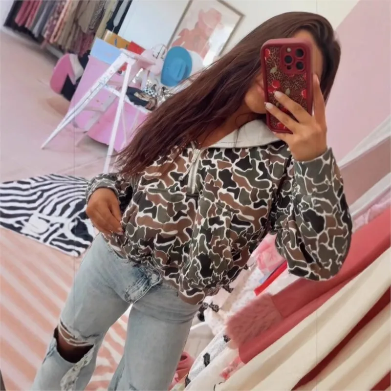 

Casual Sports Hooded Sweatshirt for Women 2025 Autumn Winter Zipper Leopard Print Spliced Jackets Short Coat with Pockets