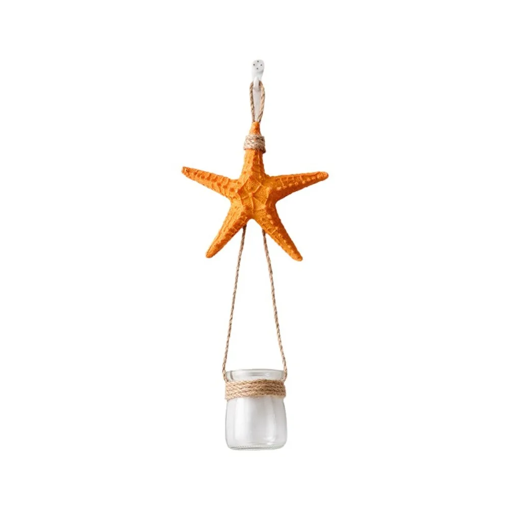 Ocean Style Hanging Hydroponic Vase Colorful Starfish Fresh Simple Wall Hanging Vase Transparent Seagull Wall Potted Plant Gift
