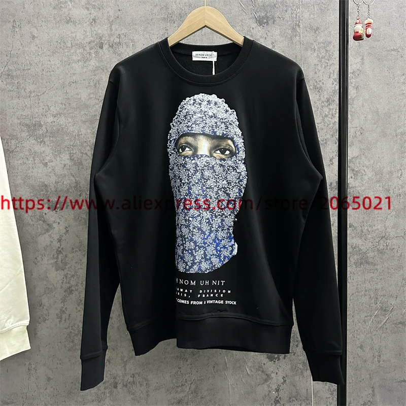 IH NOM UH NIT Paris Mask Rose Print Sweatshirts Men Women Best Quality Crewneck Pearl Man Graphic Hoodie Clothes