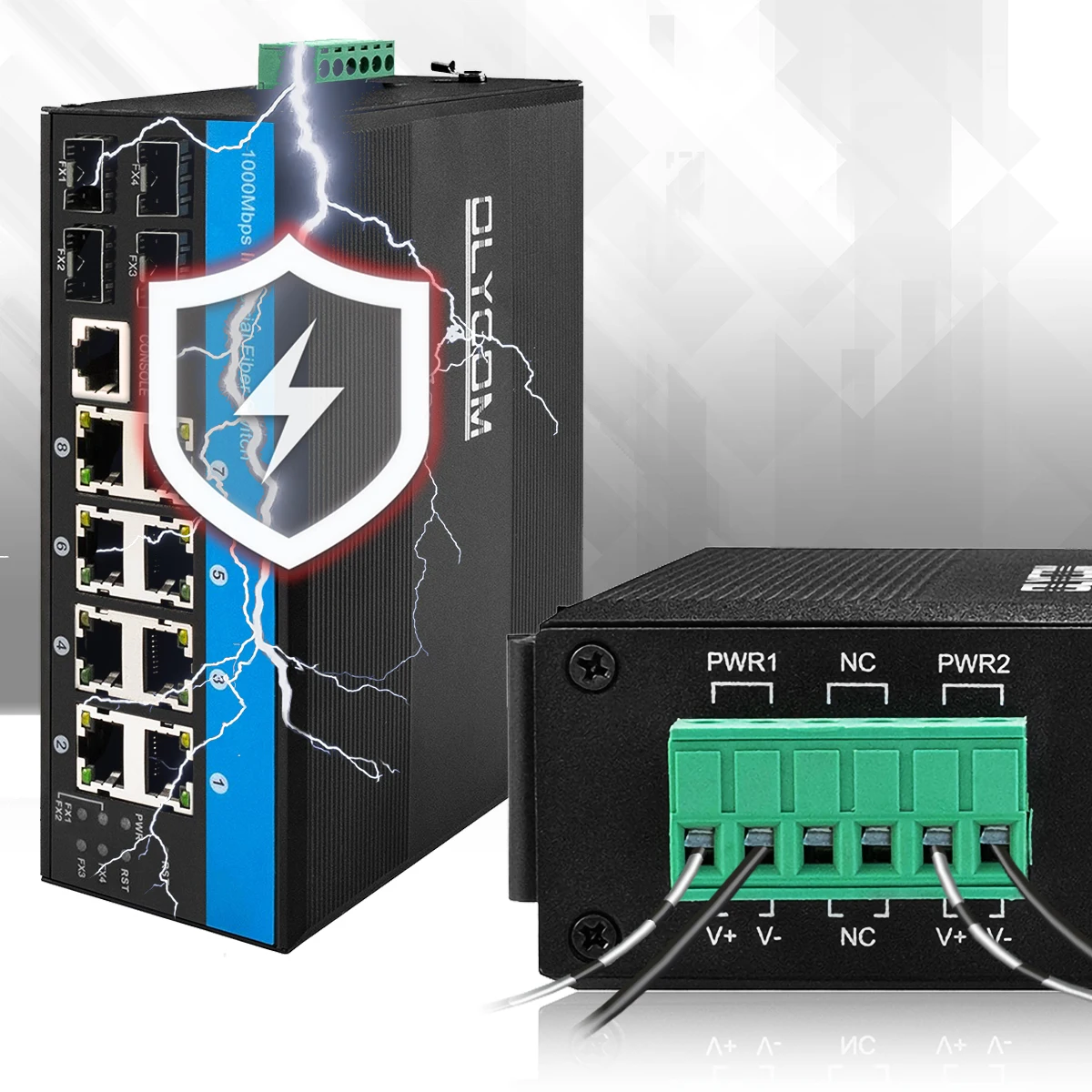 Managed Switch Poe Giabit Ethernet 8 Port RJ45 with POE+ 4 Port SFP Din Rail IP40 Vlan QoS STP/RSTP for Outdoor Use view 5