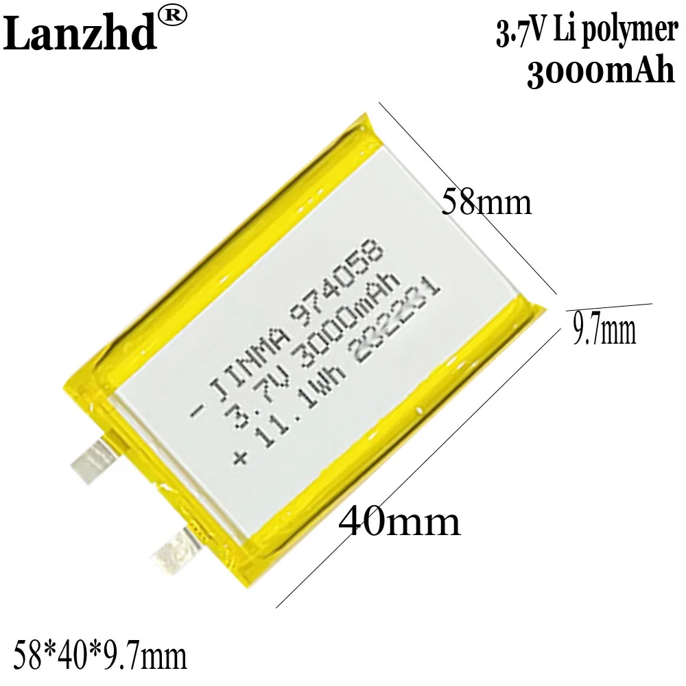 3.7V Polymer lithium battery For power bank and mobile power supply battery 3000mah 974058