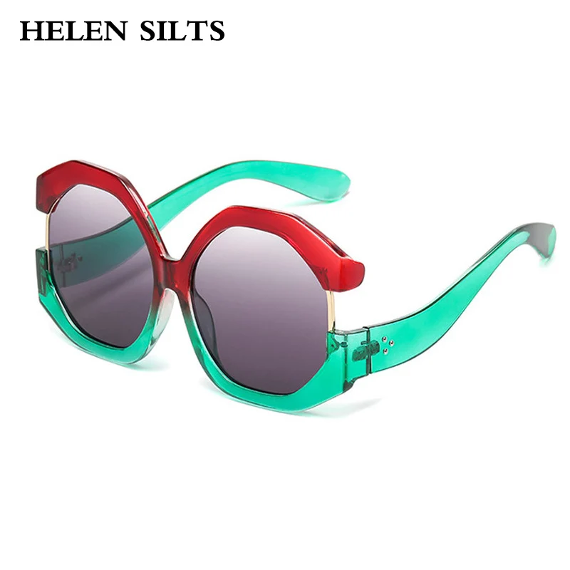 Fashion Polygon Square Women Oversized Sunglasses Retro Rivets Men Trending Gradient Sun Glasses Shades UV400