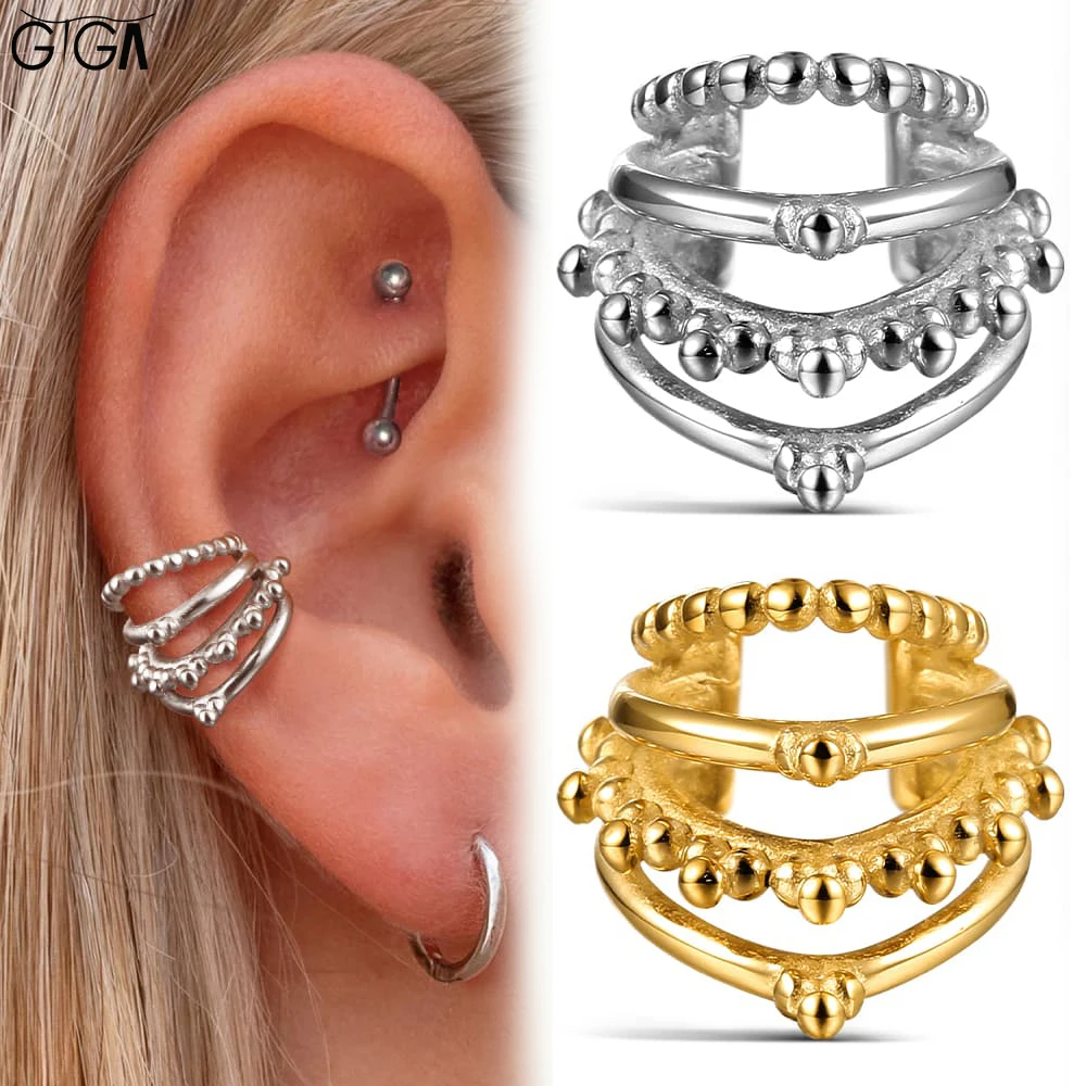 Giga 1/2Pc Punk Cool Ear Cuff Non-Piercing Ear Rings Ear Bone Clips for Women/Men Fake Piercing Jewelry Earrings Fashion
